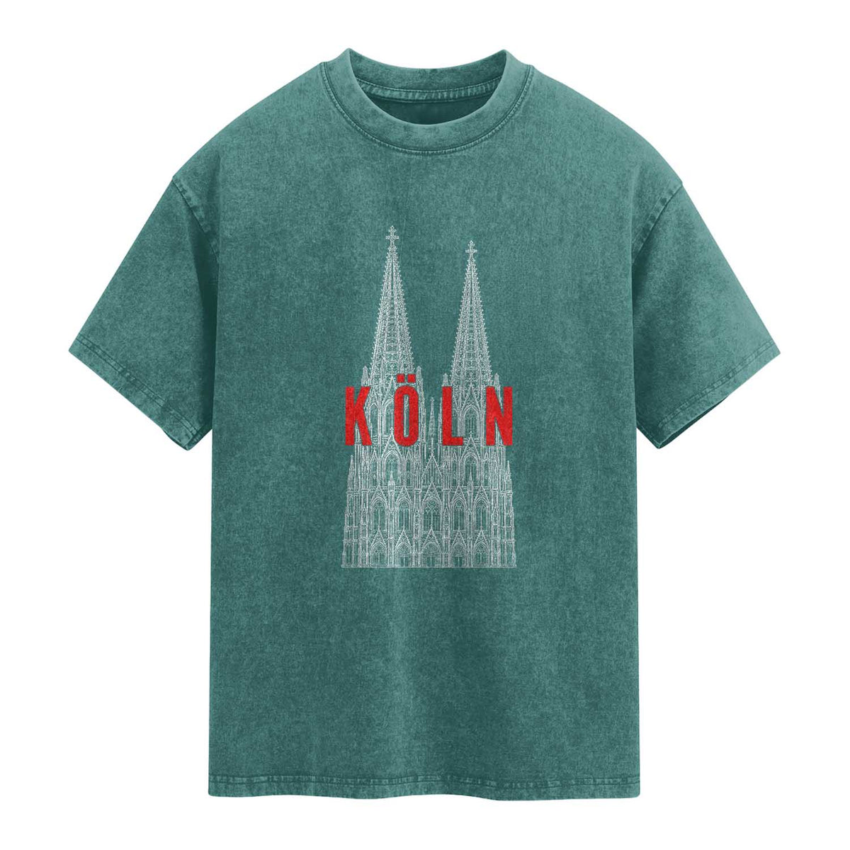 Cologne Cathedral Silhouette Köln German Graphic Washed Cotton T-Shirt