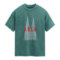 Cologne Cathedral Silhouette Köln German Graphic Washed Cotton T-Shirt