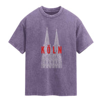 Cologne Cathedral Silhouette Köln German Graphic Washed Cotton T-Shirt