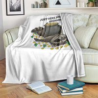 Funny Raccoon St Patricks Day Meme Throw Blanket Just Here For The Shenanigans