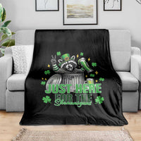 Funny Raccoon Drinking Beer St Patricks Day Throw Blanket Just Here For The Shenanigans