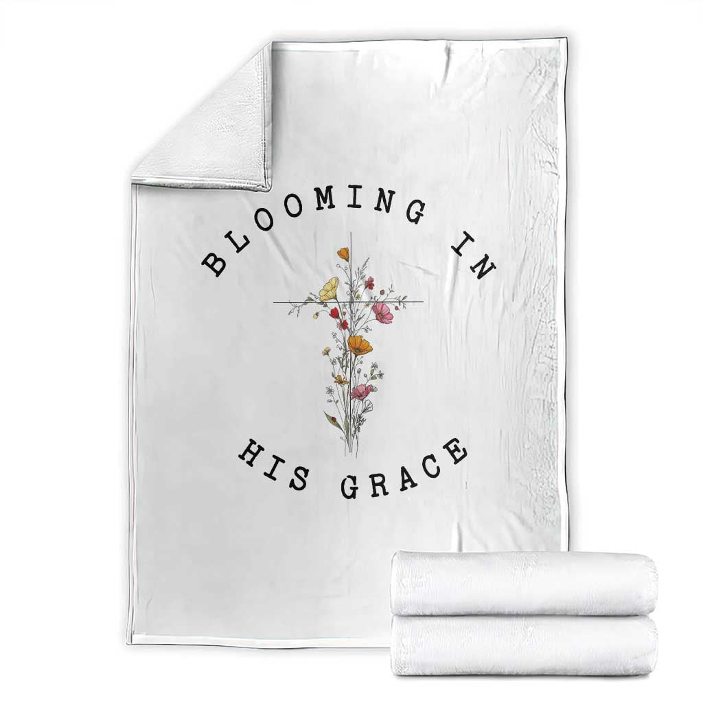 Blooming in His Grace Throw Blanket Boho Wildflower Christian Faith