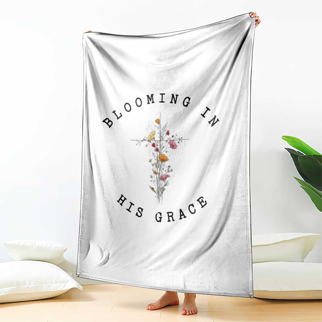 Blooming in His Grace Throw Blanket Boho Wildflower Christian Faith