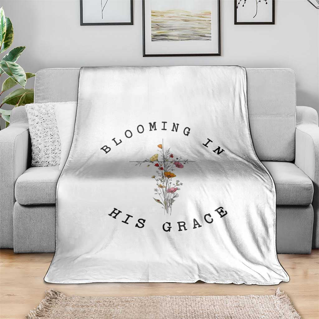 Blooming in His Grace Throw Blanket Boho Wildflower Christian Faith