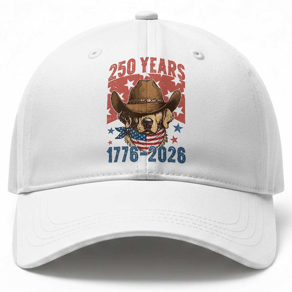 250th America Anniversary Baseball Cap Western Golden Retriever 4th of July