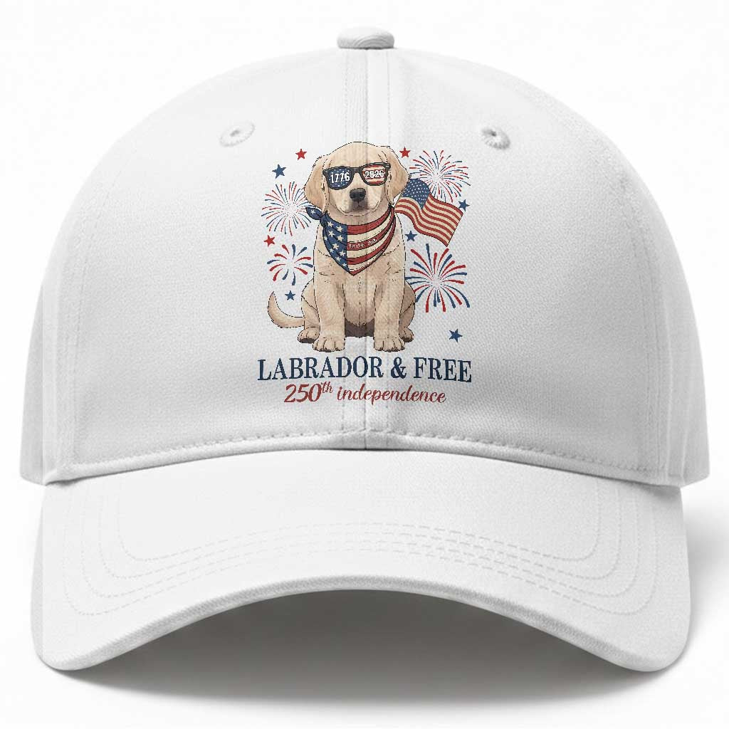 250th America Anniversary Baseball Cap Labrador Retriever American Flag 4th of July