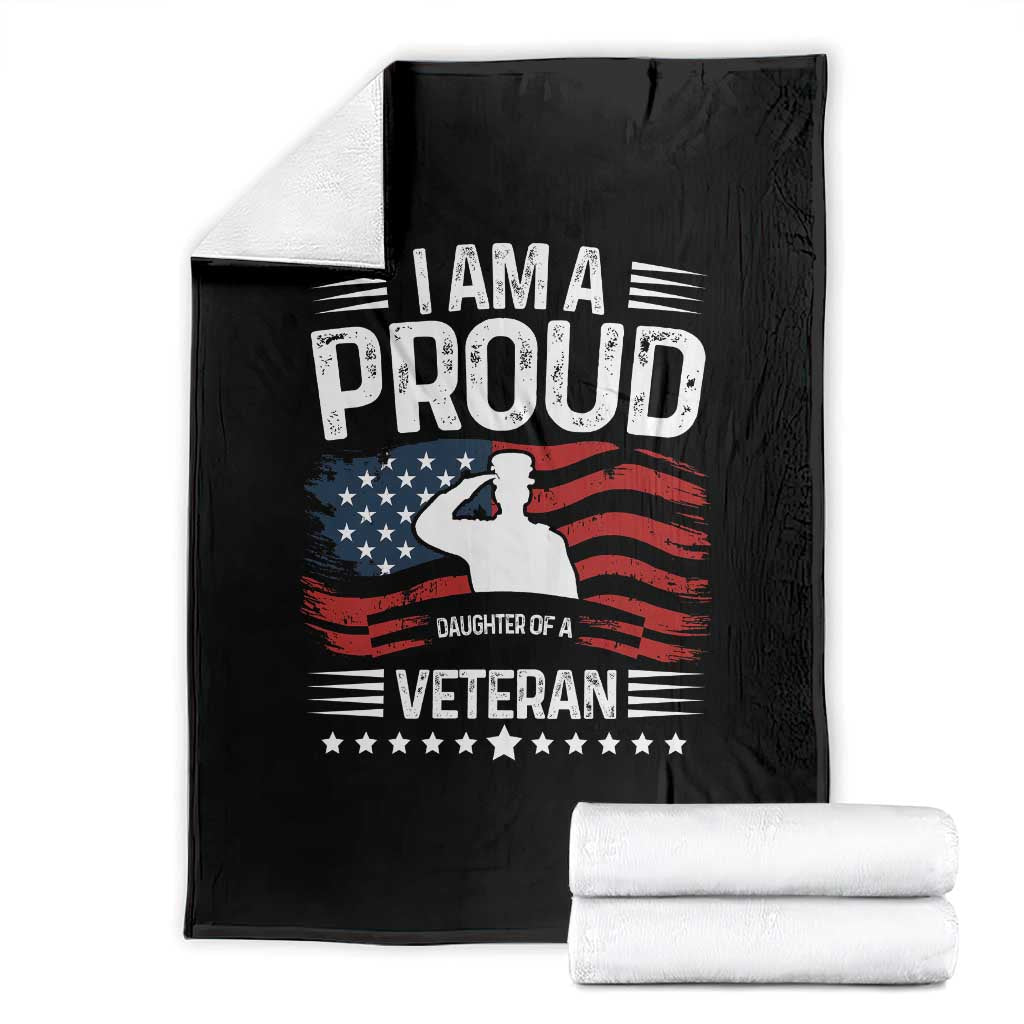 Proud Daughter Veteran Nothing Scares Throw Blanket Military Family Pride American Flag
