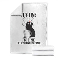 Funny Cat Nurse Throw Blanket It Is Fine I Am Fine Everything Is Fine - Wonder Print Shop