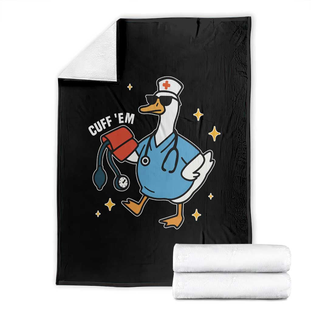 Cuff 'Em ER Nurse Throw Blanket Funny Silly Goose Meme - Wonder Print Shop