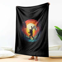 Bigfoot Racing Throw Blanket Sasquatch Checkered Flag - Wonder Print Shop