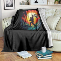 Bigfoot Racing Throw Blanket Sasquatch Checkered Flag - Wonder Print Shop