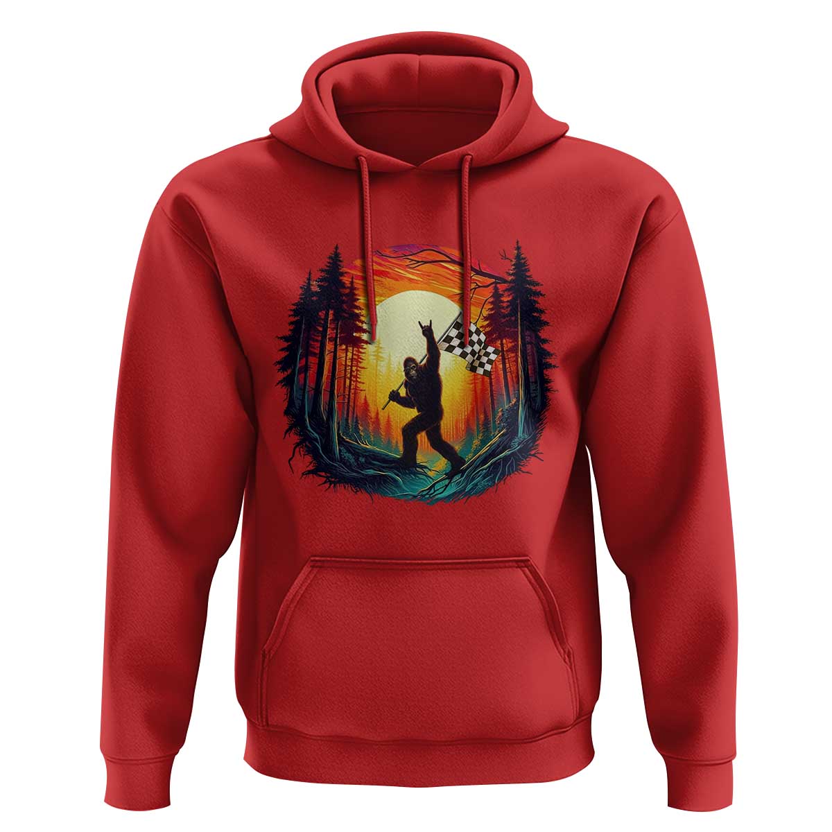 Bigfoot Racing Hoodie Sasquatch Checkered Flag - Wonder Print Shop