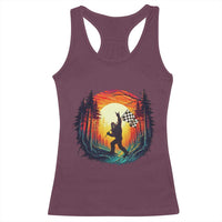 Bigfoot Racing Racerback Tank Top Sasquatch Checkered Flag - Wonder Print Shop