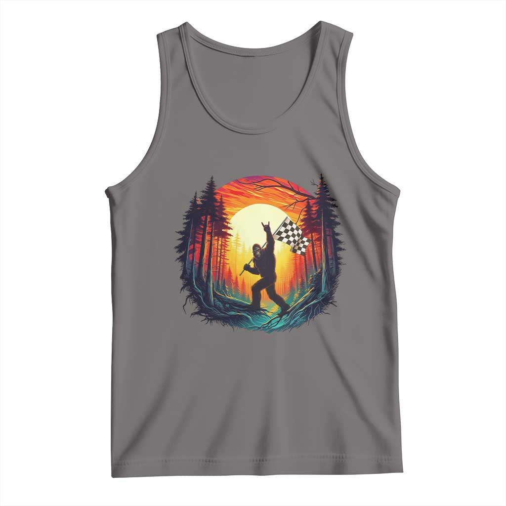 Bigfoot Racing Tank Top Sasquatch Checkered Flag - Wonder Print Shop