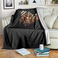 Funny Bigfoot Throw Blanket Sasquatch Drinking Beer Racing Car - Wonder Print Shop