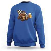 Funny Bigfoot Sweatshirt Sasquatch Drinking Beer Racing Car - Wonder Print Shop