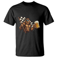 Funny Bigfoot T Shirt Sasquatch Drinking Beer Racing Car - Wonder Print Shop