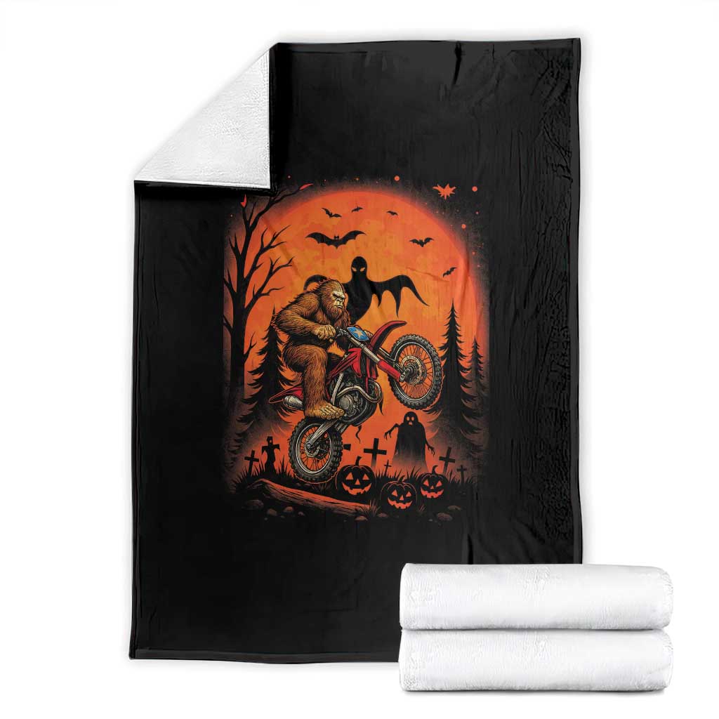 Bigfoot Dirt Bike Throw Blanket Sasquatch Halloween Creepy Biker - Wonder Print Shop