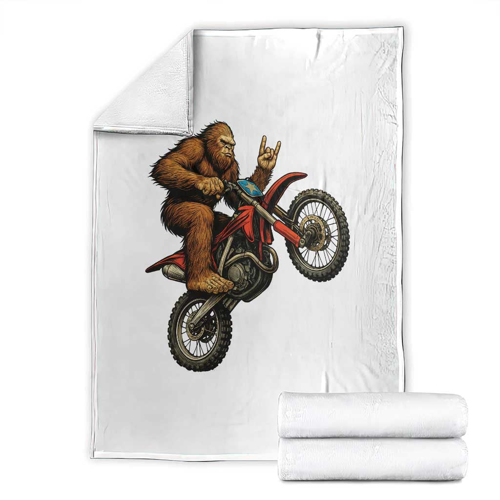 Bigfoot Dirt Bike Throw Blanket Motocross Sasquatch Rock On Hand - Wonder Print Shop