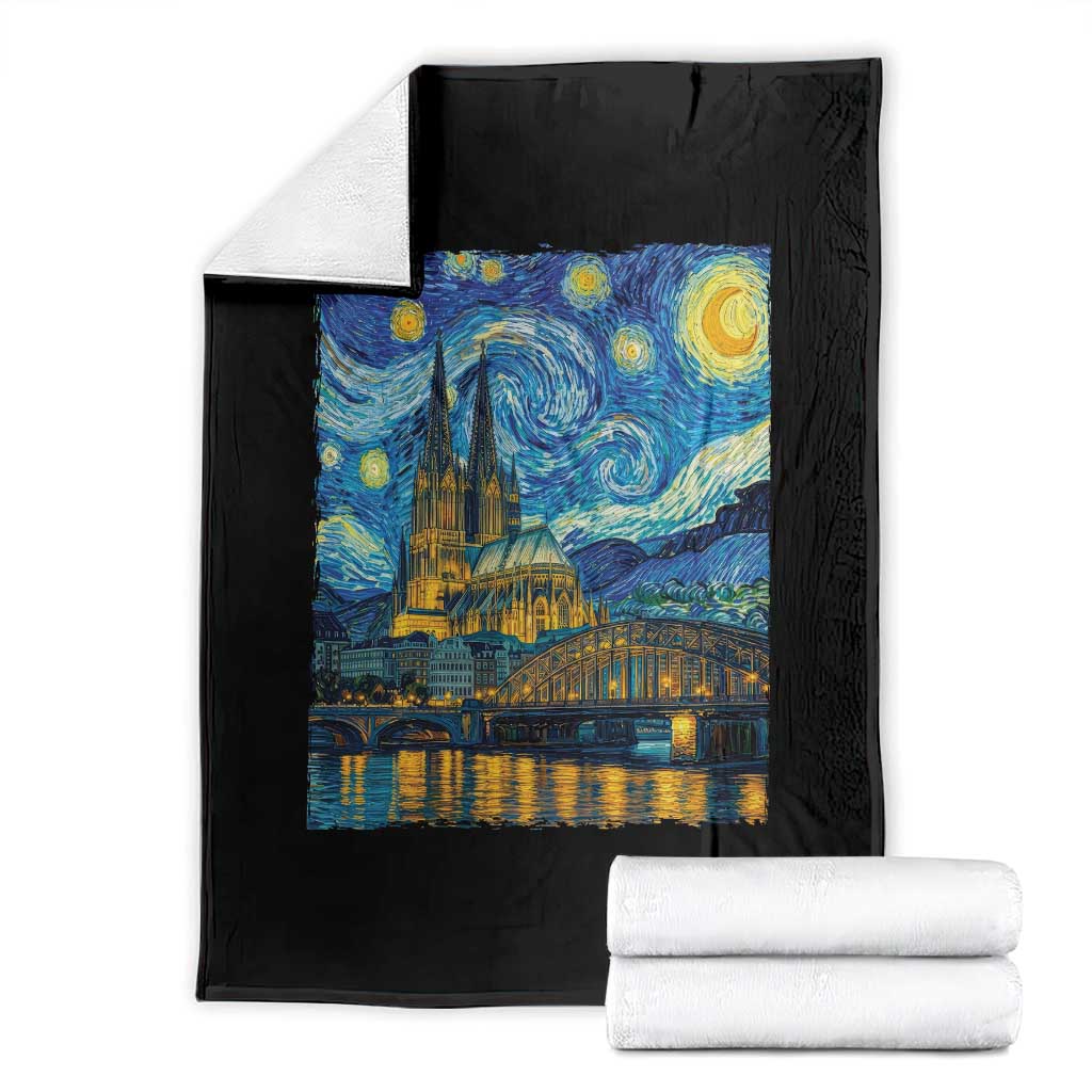 Cologne Cathedral Silhouette Köln German Starry Night Style Throw Blanket
