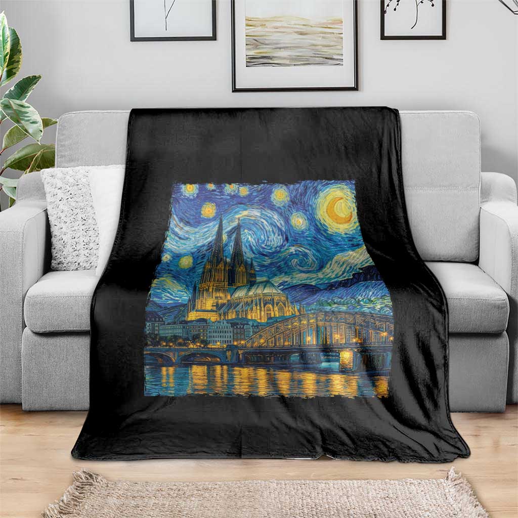 Cologne Cathedral Silhouette Köln German Starry Night Style Throw Blanket