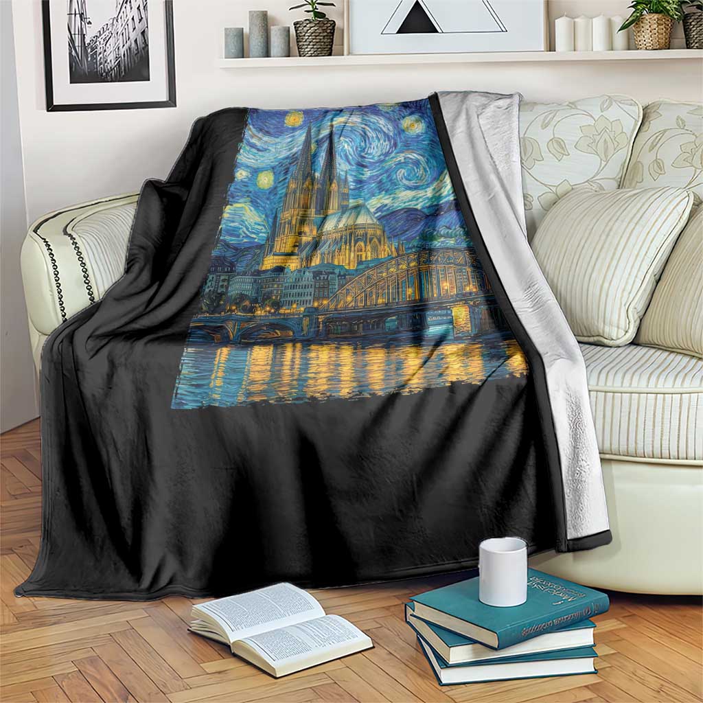 Cologne Cathedral Silhouette Köln German Starry Night Style Throw Blanket