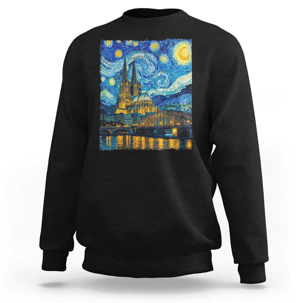 Cologne Cathedral Silhouette Köln German Starry Night Style Sweatshirt