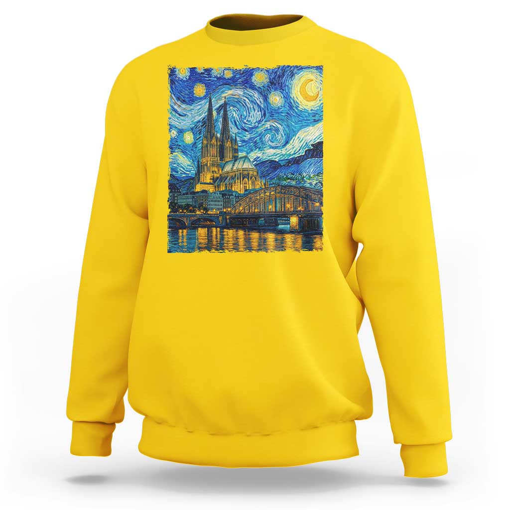 Cologne Cathedral Silhouette Köln German Starry Night Style Sweatshirt