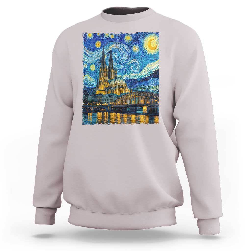 Cologne Cathedral Silhouette Köln German Starry Night Style Sweatshirt