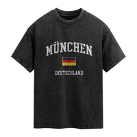 Munich München Germany German Flag Deutschland Washed Cotton T-Shirt
