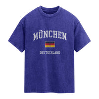 Munich München Germany German Flag Deutschland Washed Cotton T-Shirt