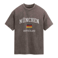 Munich München Germany German Flag Deutschland Washed Cotton T-Shirt