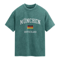 Munich München Germany German Flag Deutschland Washed Cotton T-Shirt
