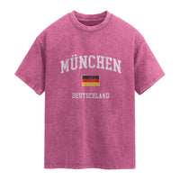 Munich München Germany German Flag Deutschland Washed Cotton T-Shirt