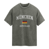 Munich München Germany German Flag Deutschland Washed Cotton T-Shirt