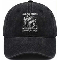 Not Now Kitten Daddy Increasing Shareholder Value Washed Cotton Baseball Cap Funny Alpha Wolf Meme