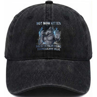 Not Now Kitten Daddy Increasing Shareholder Value Washed Cotton Baseball Cap Funny Wolf Meme