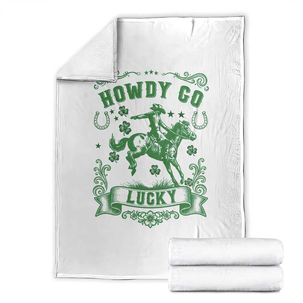 Cowboy St Patrick's Day Throw Blanket Howdy Go Lucky