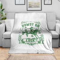 Cowboy St Patrick's Day Throw Blanket Howdy Go Lucky