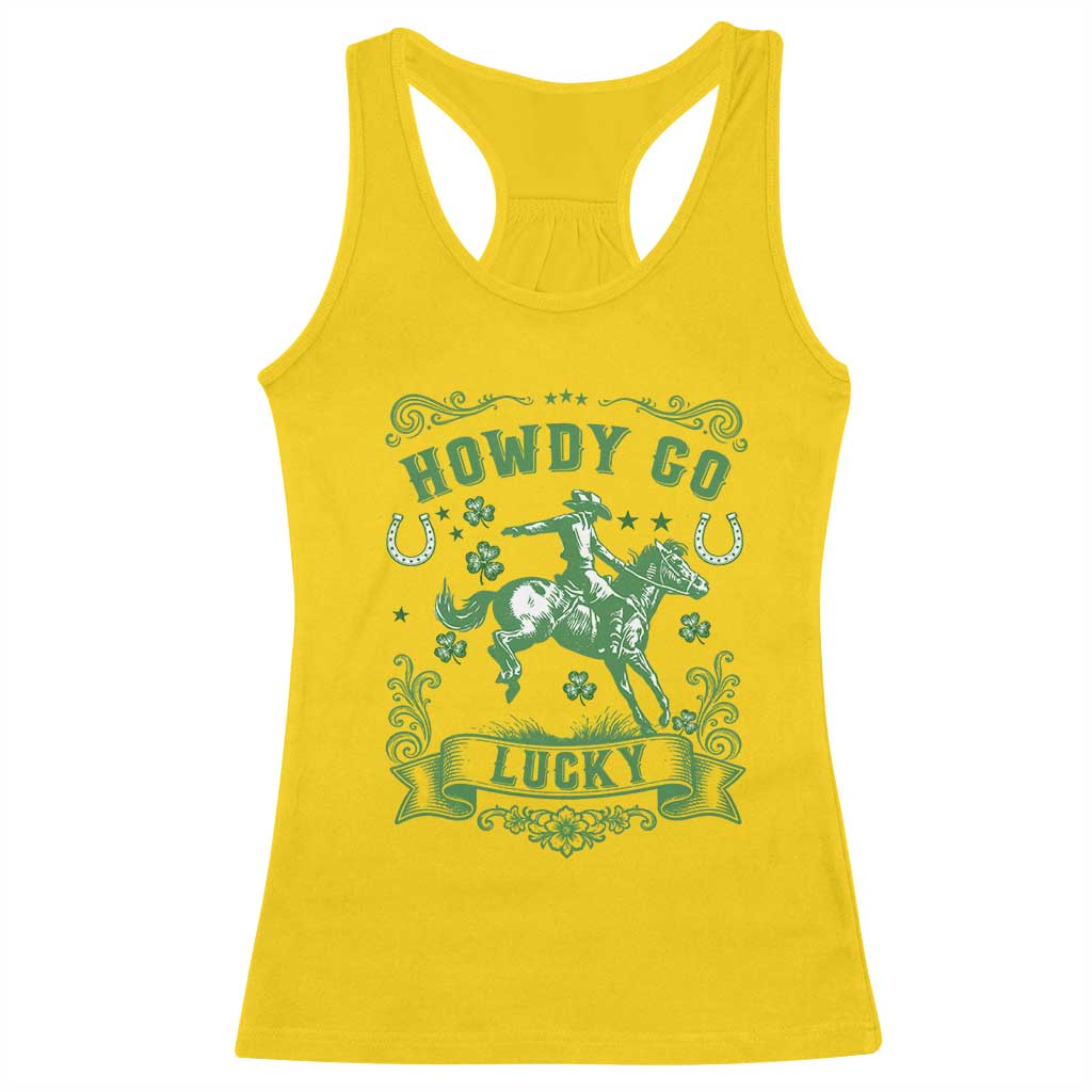 Cowboy St Patrick's Day Racerback Tank Top Howdy Go Lucky