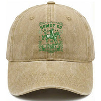 Cowboy St Patrick's Day Washed Cotton Baseball Cap Howdy Go Lucky