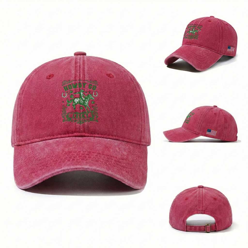 Cowboy St Patrick's Day Washed Cotton Baseball Cap Howdy Go Lucky