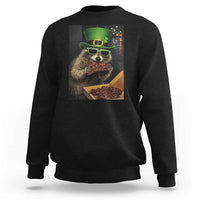 Funny Raccoon St Patrick's Day Sweatshirt Raccoon Eating Corned Beef Meme