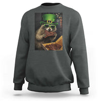 Funny Raccoon St Patrick's Day Sweatshirt Raccoon Eating Corned Beef Meme