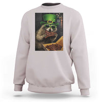 Funny Raccoon St Patrick's Day Sweatshirt Raccoon Eating Corned Beef Meme