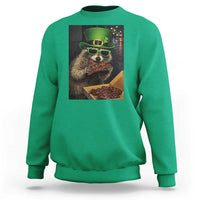 Funny Raccoon St Patrick's Day Sweatshirt Raccoon Eating Corned Beef Meme