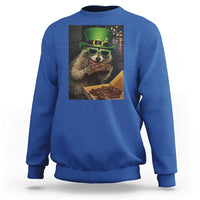 Funny Raccoon St Patrick's Day Sweatshirt Raccoon Eating Corned Beef Meme