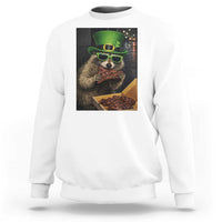 Funny Raccoon St Patrick's Day Sweatshirt Raccoon Eating Corned Beef Meme