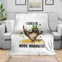 Funny Raccoon St Patrick's Day Throw Blanket I Could Be More Dramatic