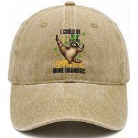 Funny Raccoon St Patrick's Day Washed Cotton Baseball Cap I Could Be More Dramatic